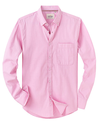 HOTAlimens & Gentle Mens Solid Oxford Shirt Long Sleeve Dress Shirt Work Casual Button Down Shirts with Pocket
