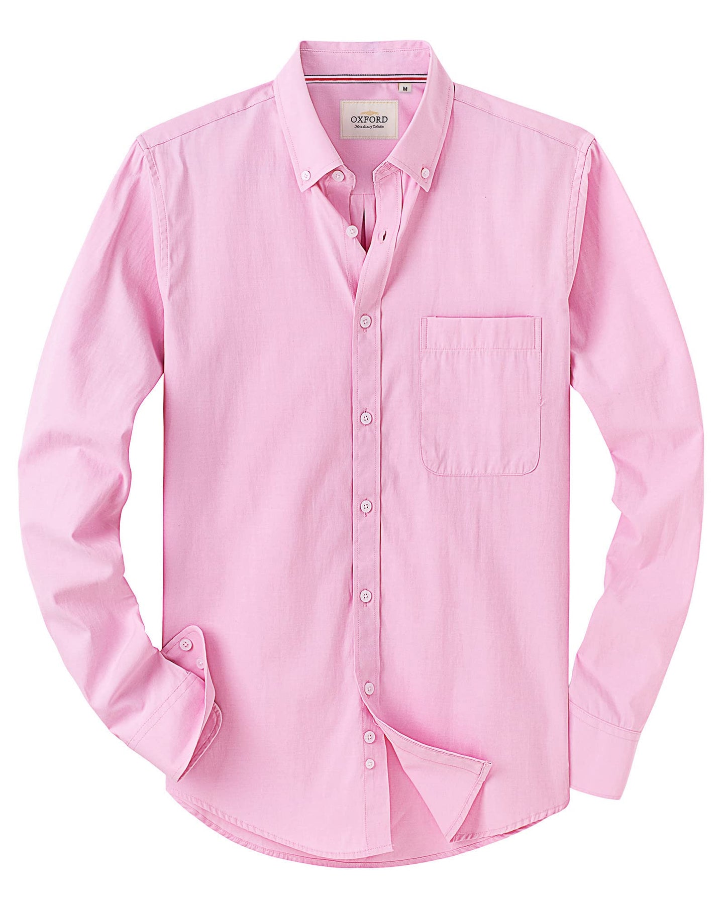 HOTAlimens & Gentle Mens Solid Oxford Shirt Long Sleeve Dress Shirt Work Casual Button Down Shirts with Pocket