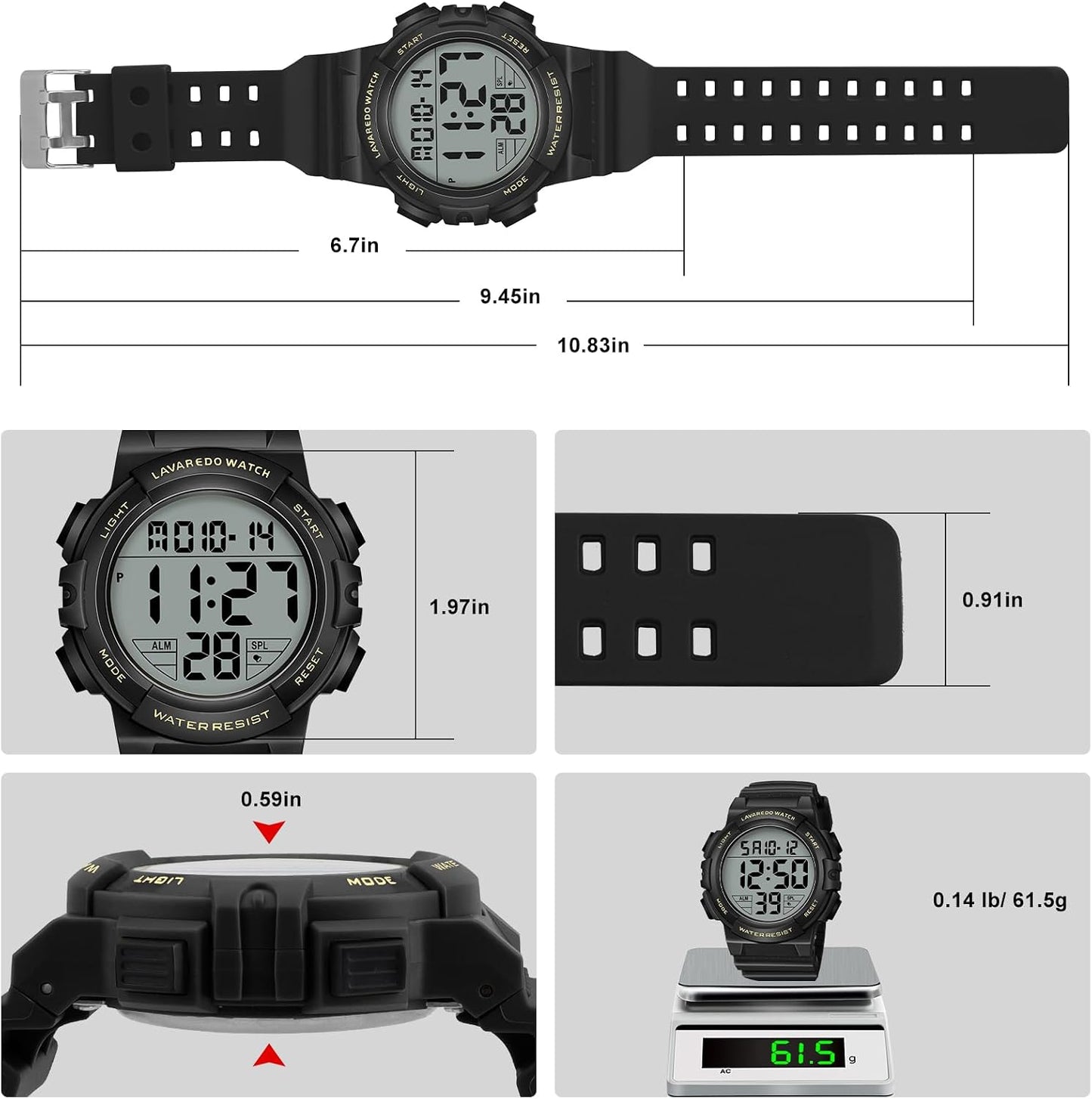 HOTMens Digital Watch, Sport Military Watches for Men Waterproof LED Screen Large Face Tactical Watch with Backlight Alarm Stopwatch Wrist Watch