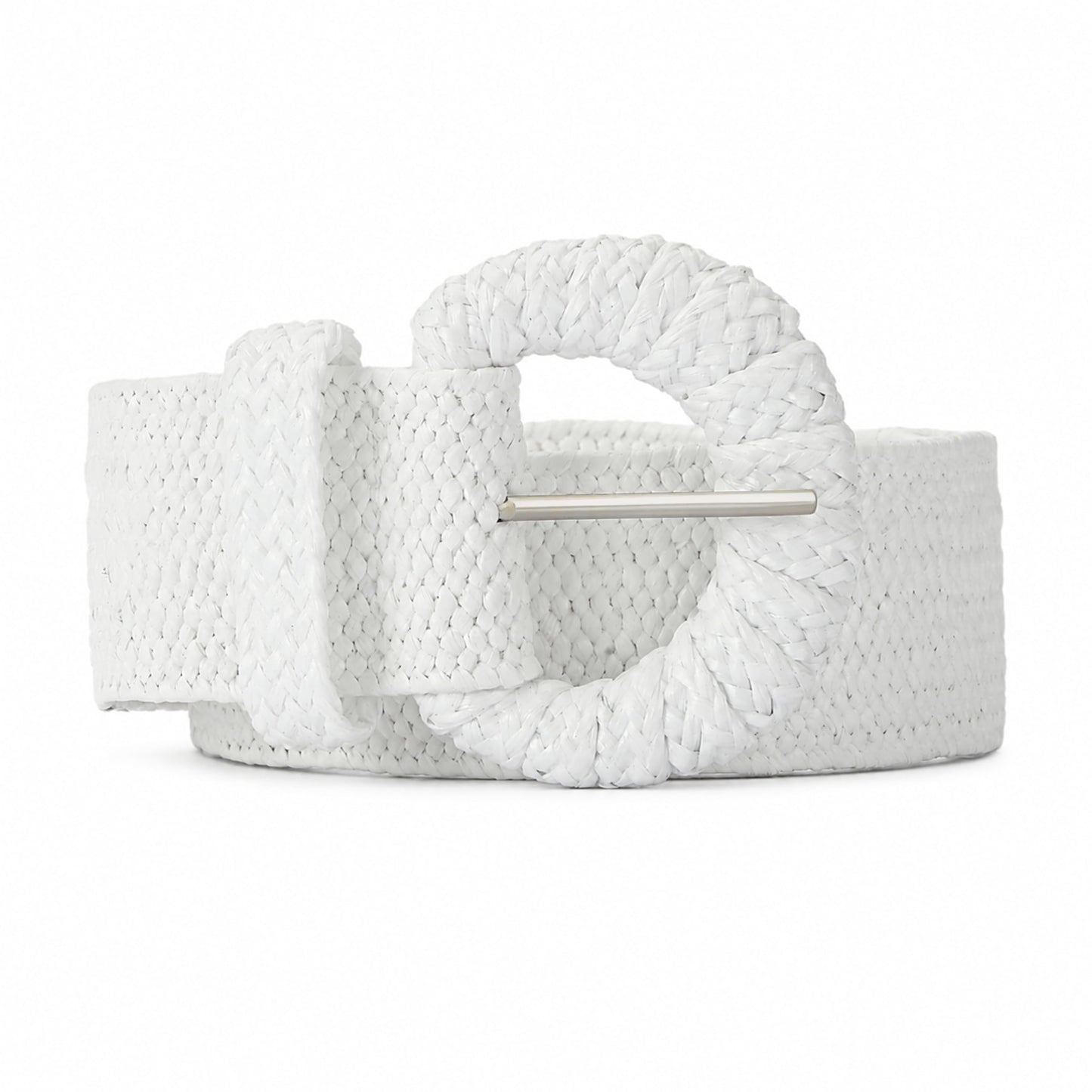 HOTStraw Belts for Women Stretchy Woven Belt with Oval Buckle Elastic Belt for Dress Boho Waist Belt