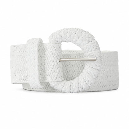 HOTStraw Belts for Women Stretchy Woven Belt with Oval Buckle Elastic Belt for Dress Boho Waist Belt