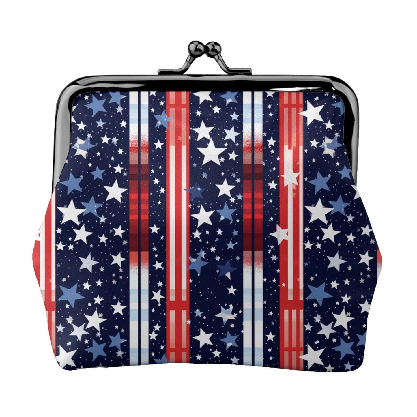 HOTRed White Blue Stars and Stripes American Flag Leather Coin Purse Compact Pouch Card Holder Wallet for Women Daily Use Travel Gifts