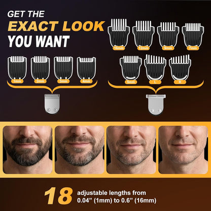 HOTBeard Trimmer for Men, All-in-One Electric Razor & Hair Clipper, Waterproof Cordless Mustache Grooming Kit, Rechargeable Beard Hair Nose Ear & Body Trimmer, Face Shaver, Gifts for Men Husband Father