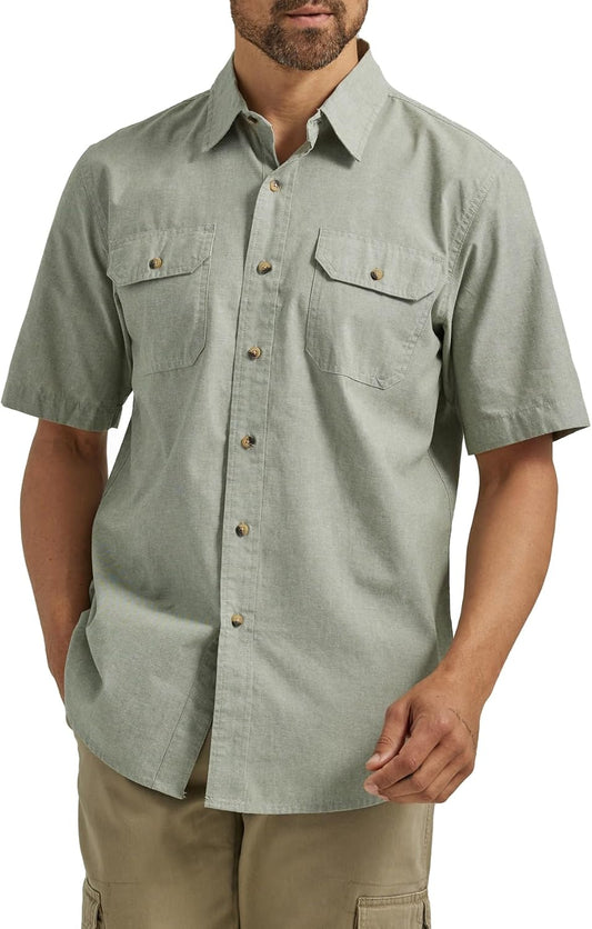 HOTWrangler Authentics Men's Short Sleeve Classic Woven Shirt