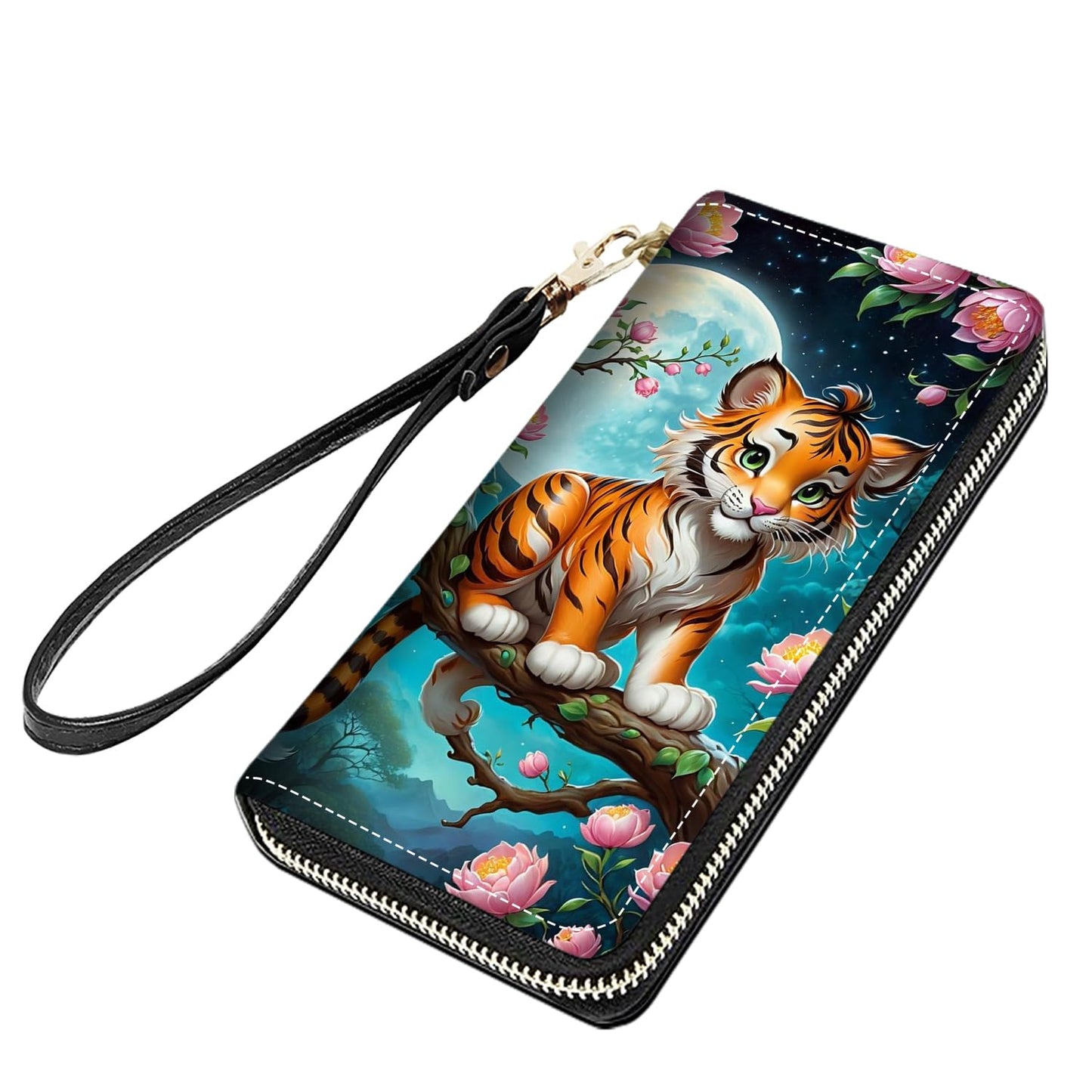 HOTCute Sloth Print Women Large Capacity PU Leather Zip Around Wallet, Multifunctional Clutch Purse for Cash/Card/Coin/Smart Phone