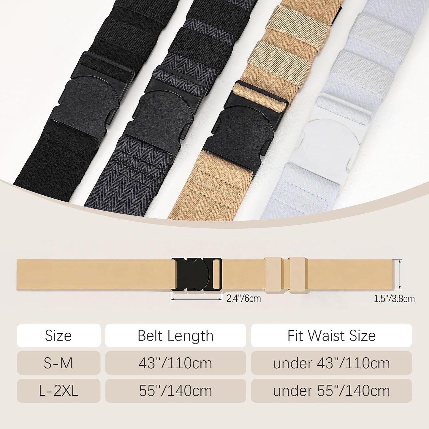 HOTWaist Wow No Show Invisible Elastic Belts for Women Men Adjustable Web Stretch Belt with Non-Metal Buckle for Jeans Pants