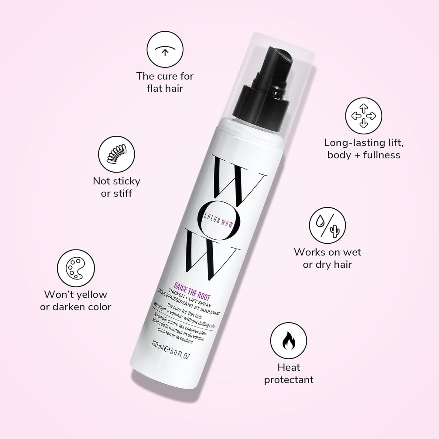HOTCOLOR WOW Raise the Root Thicken and Lift Spray, Root Lift and Volume Spray for Fine Flat Hair