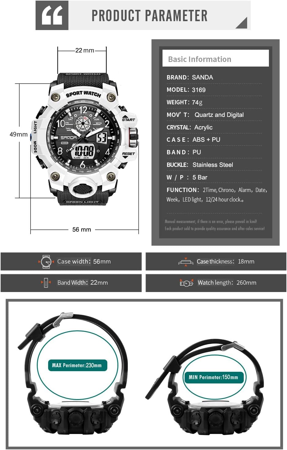 HOTKXAITO Men's Watches Sports Outdoor Waterproof Military Wrist Watch Date Multi Function Tactics LED Alarm Stopwatch