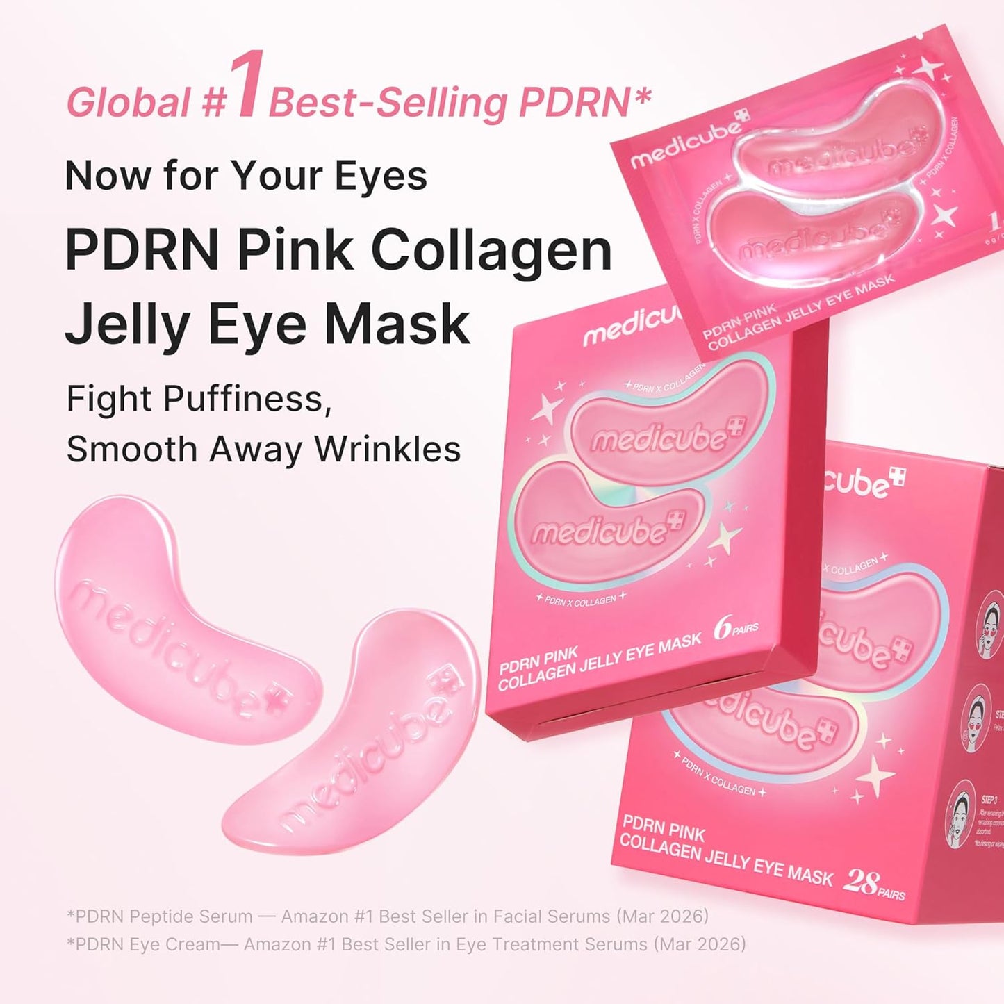 HOTmedicube Jelly Eye Mask PDRN Pink Collagen | Hydrogel Eye Patches with PDRN, Collagen, NAD | Refreshing for Puffy, Tired Eyes | Firming for Look of Wrinkles, Fine Lines | Korean Skincare (28 Pairs)
