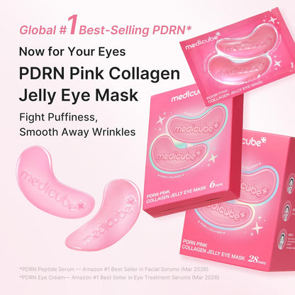 HOTmedicube Jelly Eye Mask PDRN Pink Collagen | Hydrogel Eye Patches with PDRN, Collagen, NAD | Refreshing for Puffy, Tired Eyes | Firming for Look of Wrinkles, Fine Lines | Korean Skincare (28 Pairs)