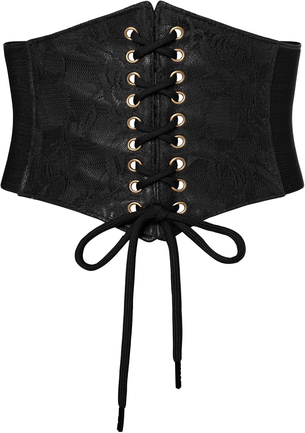 HOTScarlet Darkness Renaissance Corset Belt Lace-up Tied Waspie Wide Elastic Waist Belts for Women