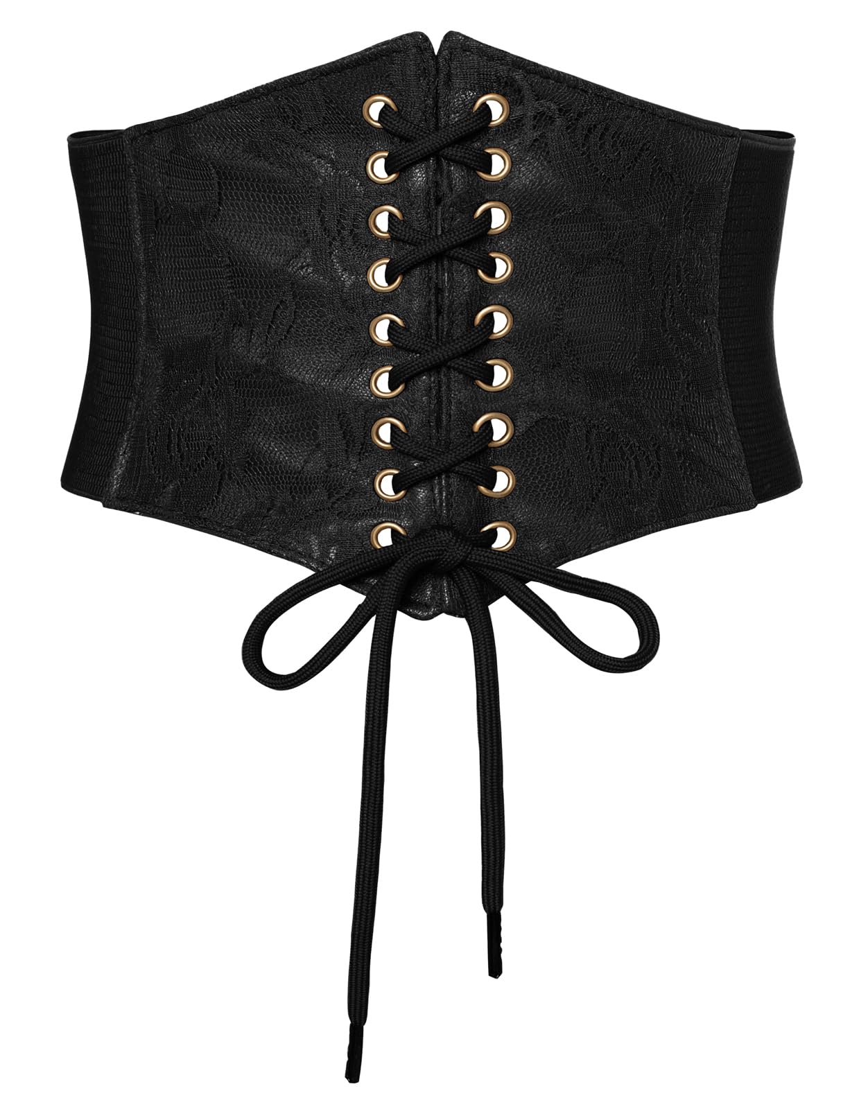 HOTScarlet Darkness Renaissance Corset Belt Lace-up Tied Waspie Wide Elastic Waist Belts for Women