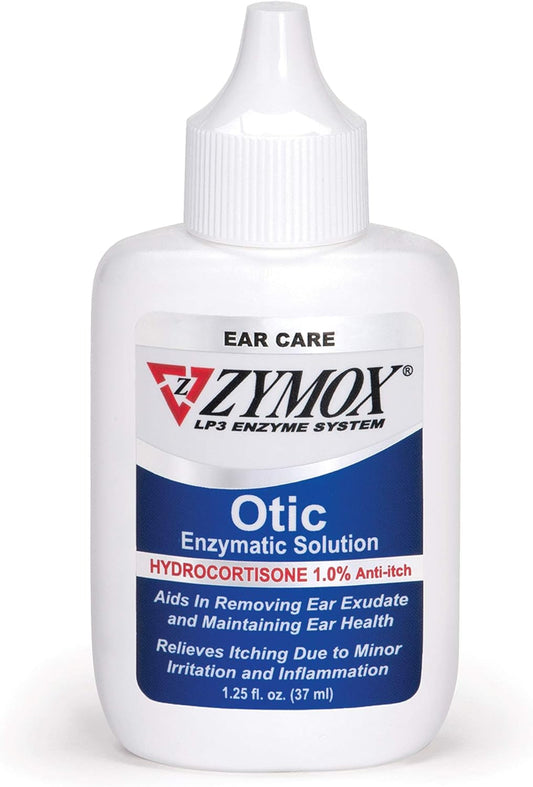HOTZymox Otic Enzymatic Solution for Dogs and Cats to Soothe Ear Infections with 1% Hydrocortisone for Itch Relief, 1.25oz | with 1% Hydrocortisone for Itch Relief, 1.25oz