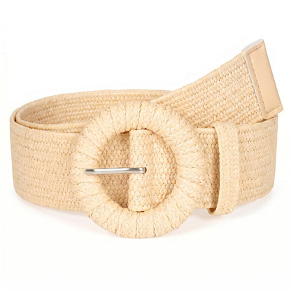 HOTStraw Woven Elastic Belt for Women Stretchy Belts for Dress Fashion Boho Waist Belt Rattan Raffia Ladies Belts