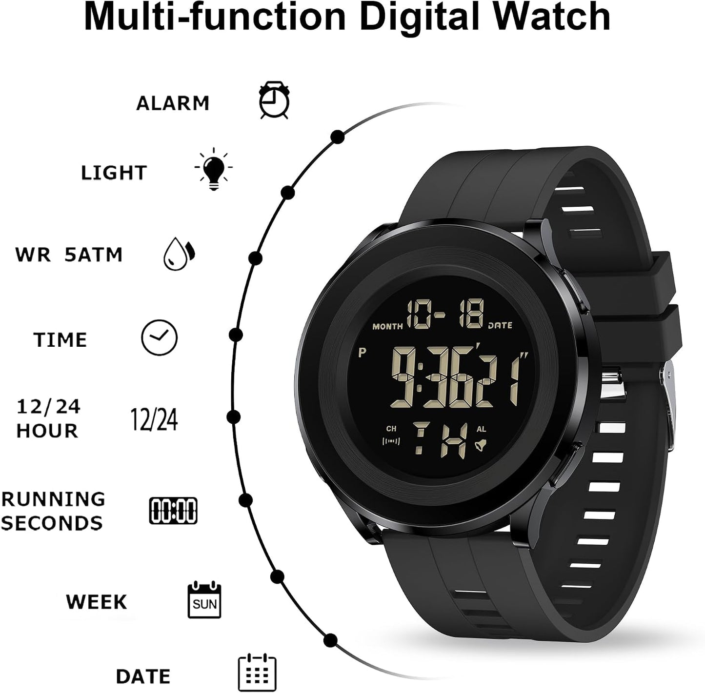 HOTBlack Gold Silver Waterproof Work Luxury Dress Tactical Dive Military Digital Man Watches for Men Sports Nice Classic Mens Watches Diver Day Date Running Cool Large Face