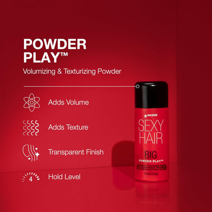HOTSexyHair Big Powder Play Volumizing & Texturizing Powder, 0.53 Oz | Colorless on Hair | Fragrance Free | Instant Lift