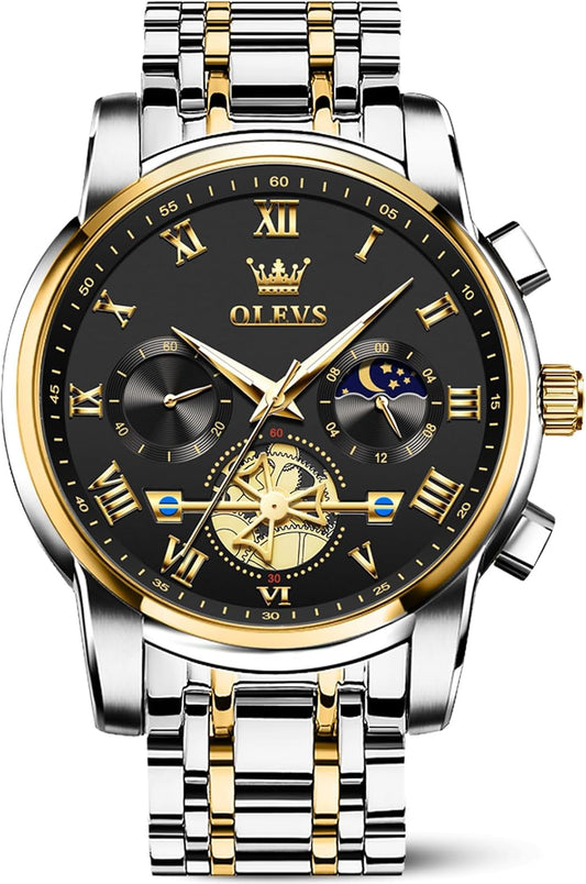 HOTOLEVS Watches Men Waterproof Luxury Big Face Mens Watch Stainless Steel Quartz Analog Dress Watches for Men Luminous Multifunction Man Watch Relojes De Hombre