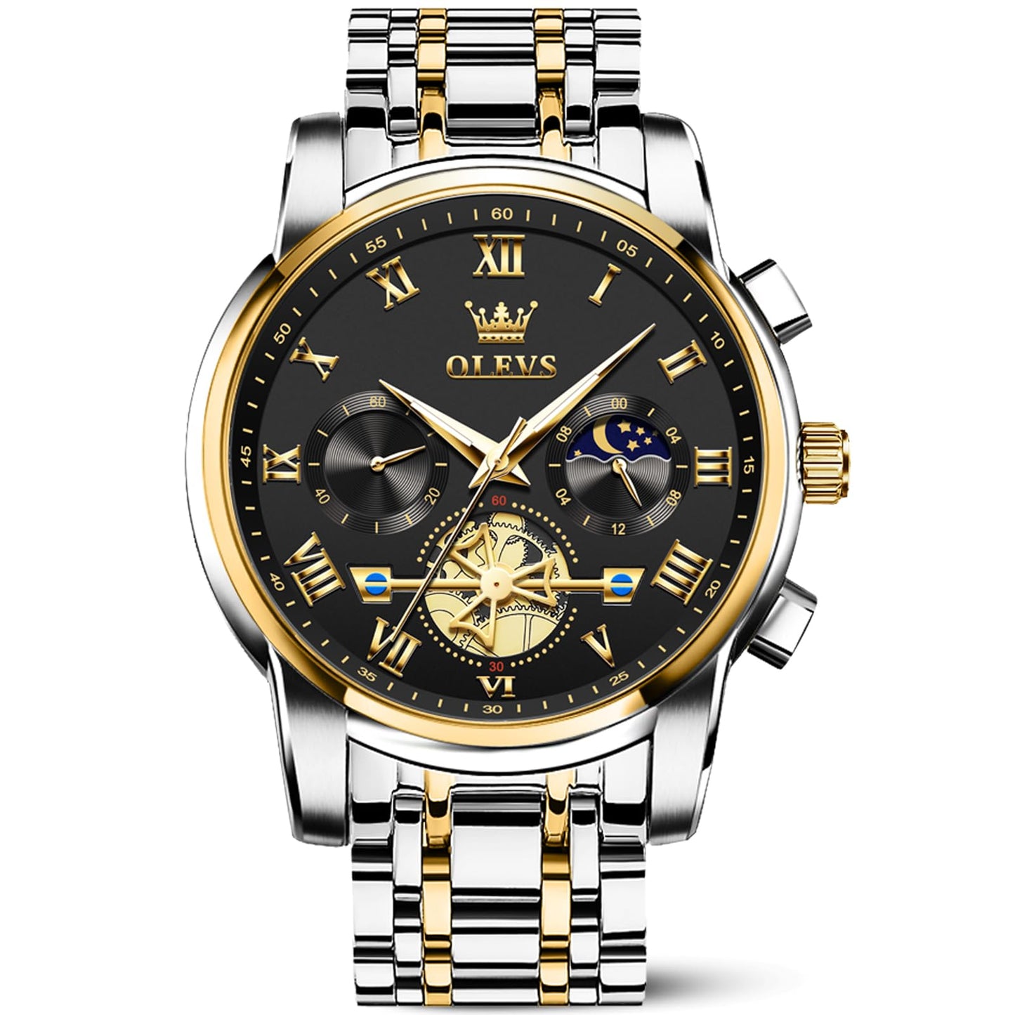 HOTOLEVS Watches Men Waterproof Luxury Big Face Mens Watch Stainless Steel Quartz Analog Dress Watches for Men Luminous Multifunction Man Watch Relojes De Hombre