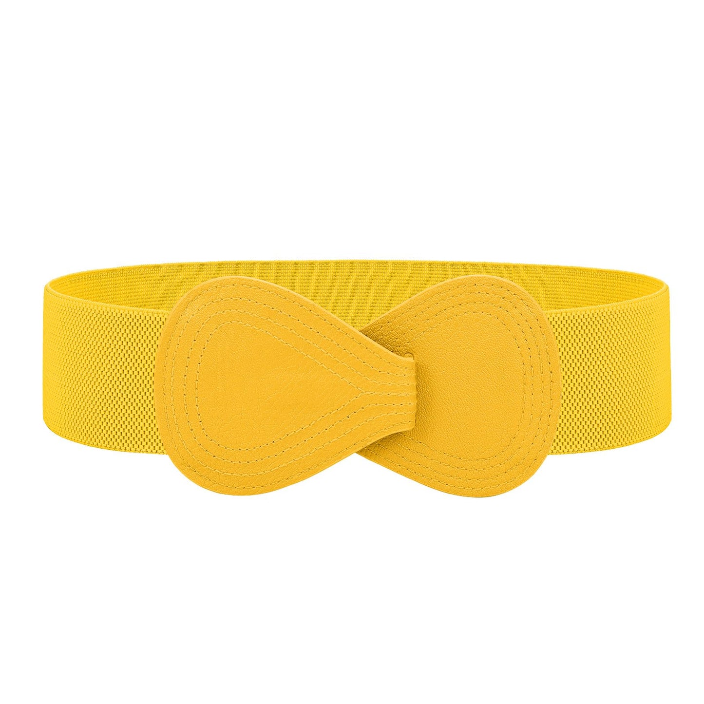 HOTWHIPPY Women Wide Elastic Belt Ladies Stretch Dress Belt Fashion Waistband with 8-shaped Interlock Leather Buckle