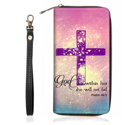 HOTChristian Cross Quote Bible Verse Matthew 19:26 Print Wallet for Women Large Capacity Wallet Credit Card Holder PU Leather Zipper Clutch Purse Phone Wallet