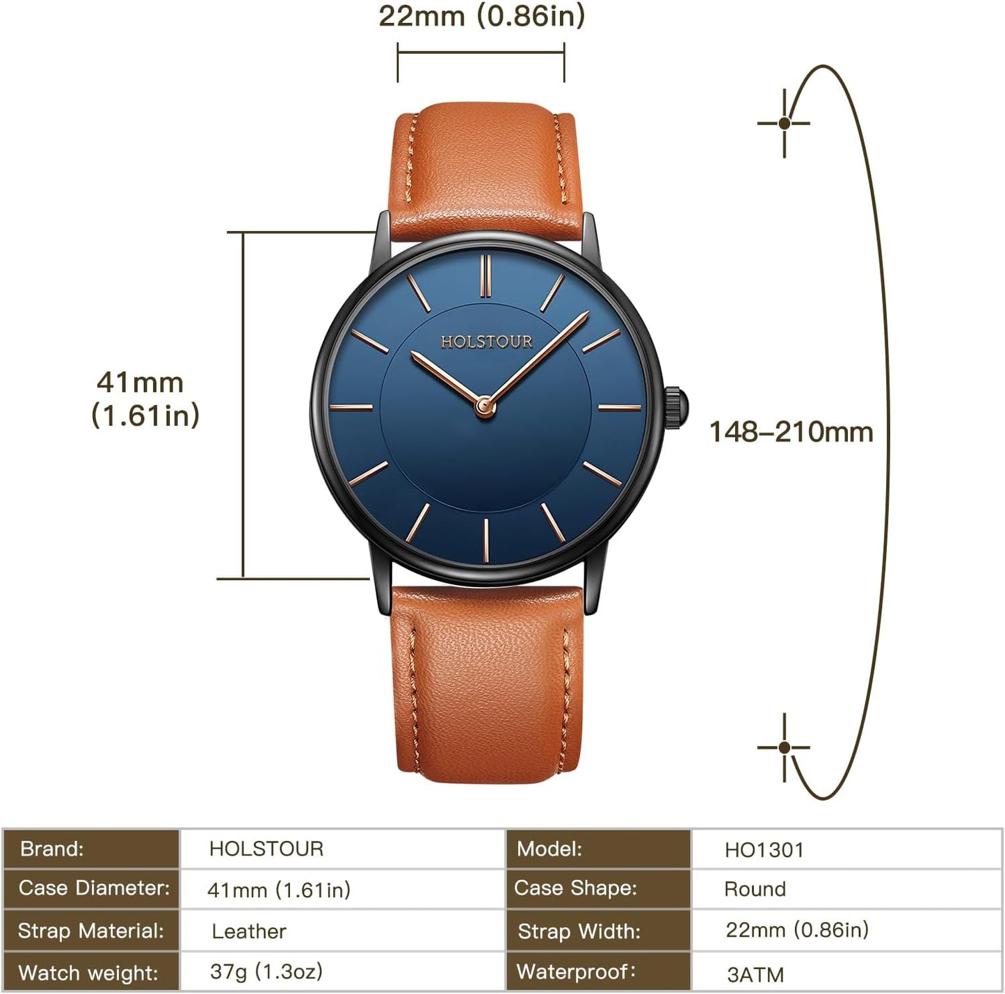 HOTHOLSTOUR Watches for Men Minimalist Business Style Analog Quartz Watch | Leather Strap,Waterproof,Exquisite gifts perfect for men, boyfriends, husbands, and fathers