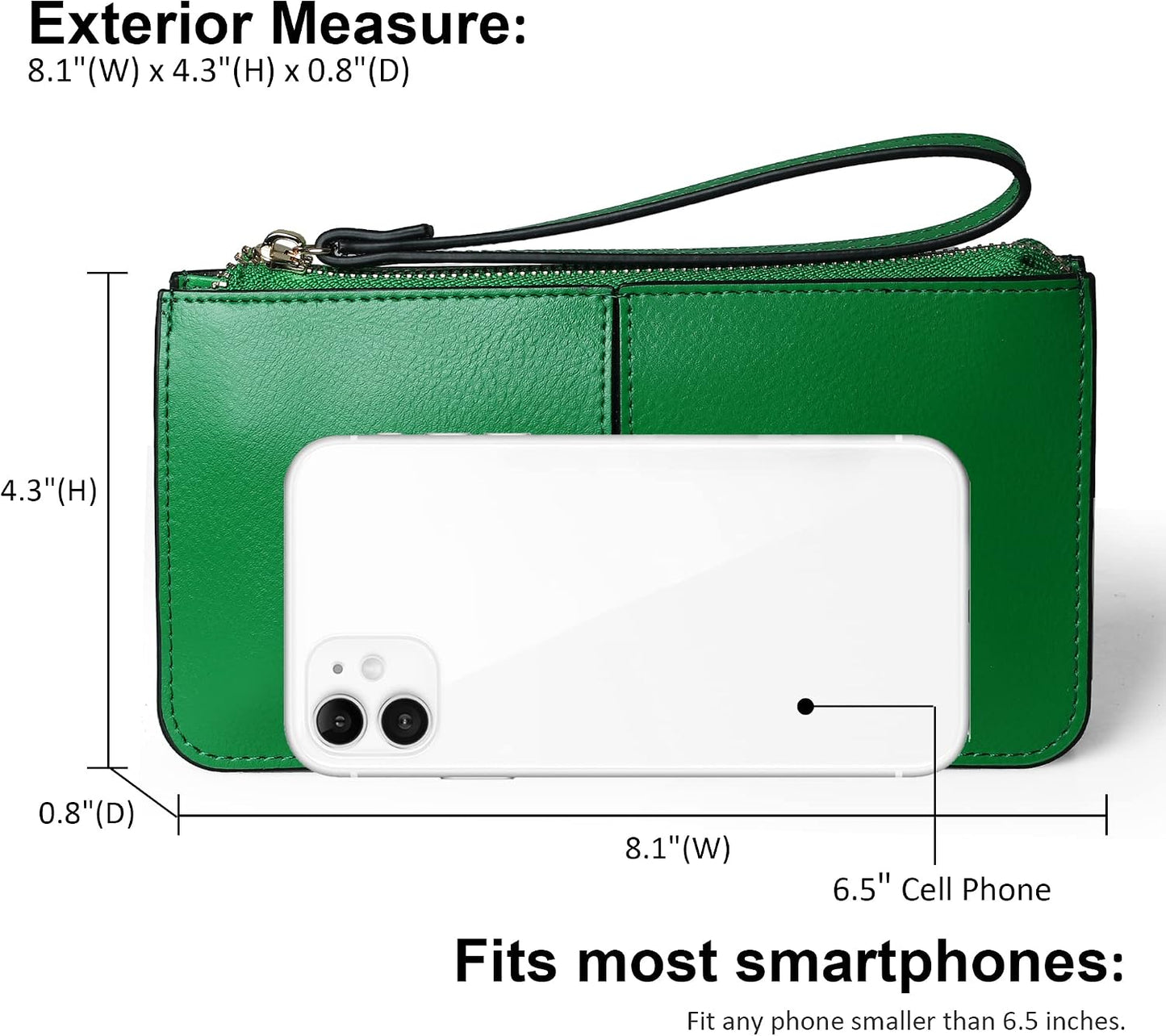 HOTbefen Genuine Leather Wristlet Clutch for Women Ultra-Slim Ladies Credit Card Holder Wallet Purses with RFID Protection