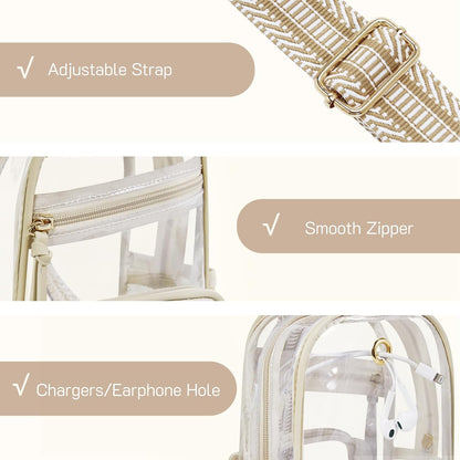 HOTMissnine Clear Bag for Stadium Events Clear Sling Bag Fanny Pack Crossbody Purse for Sport Concert with Side Mesh Pocket