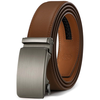 HOTZitahli Belt Men,Leather Ratchet Belt for Men Dress Casual Every Day with Adjustable Buckle,Trim to Fit For Gift