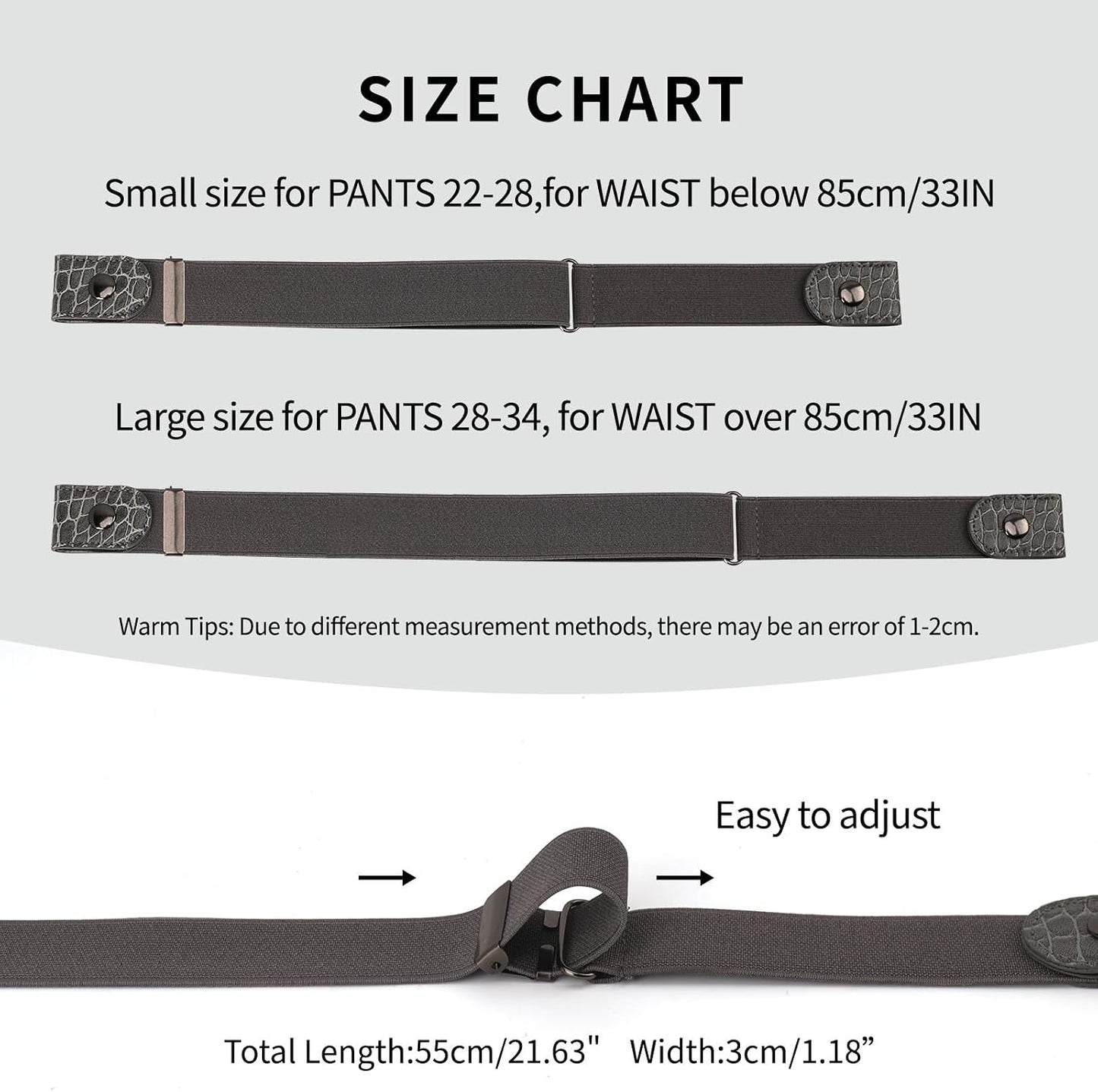 HOT3 Pieces No Buckle Elastic Stretch Belts for Men and Women, Comfortable Invisible Belts for Jeans Pants