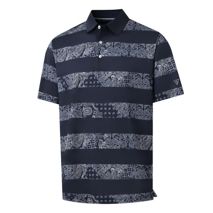 HOTGolf Shirts for Men Dry Fit Short Sleeve Print Performance Moisture Wicking Polo Shirt