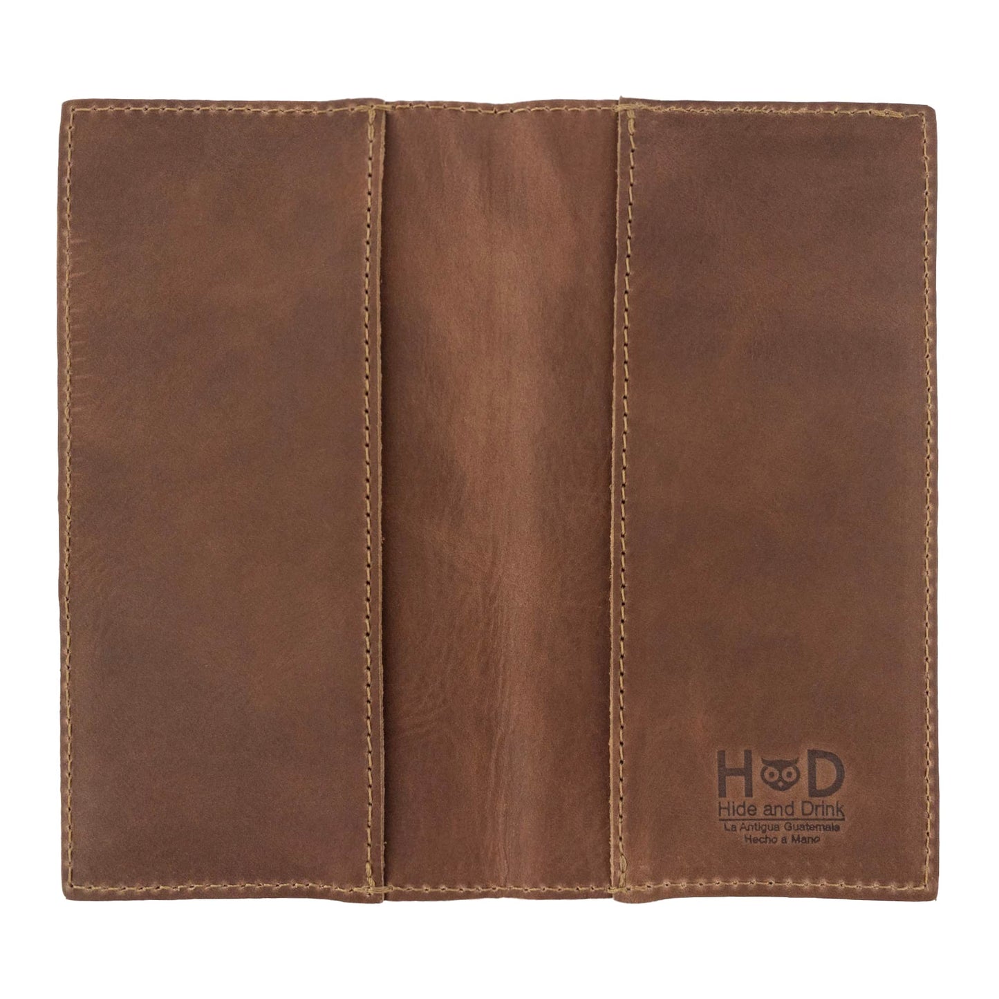 HOTHide & Drink, Checkbook Cover, Minimalist Organizer for Personal or Business Finances, Bill Holder, Full Grain Leather, Handmade, Bourbon Brown