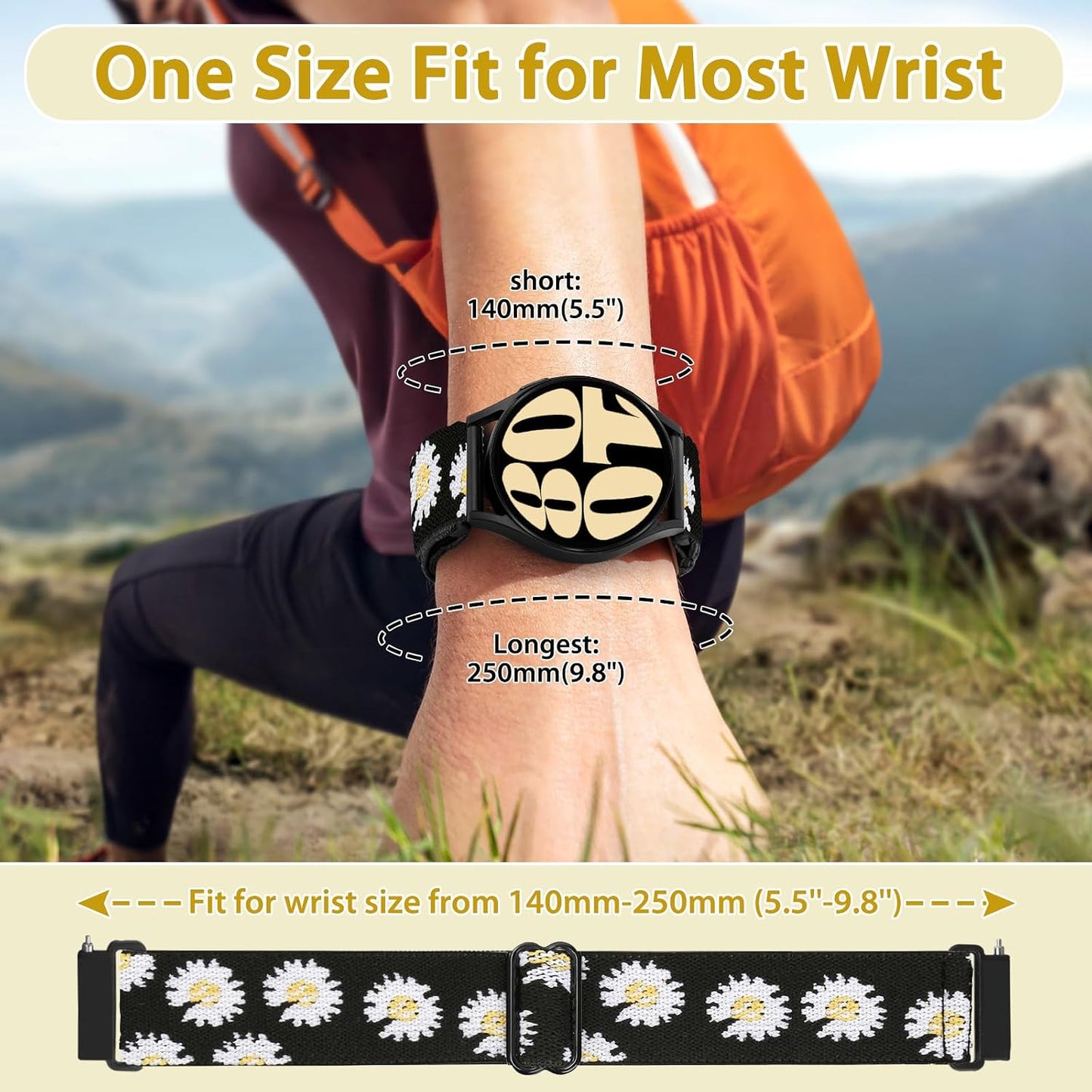 HOTTumpCez Quick Release Watch Band - Choice of Width -18mm 19mm 20mm 22mm 24mm Watch Bands, Solo Loop Adjustable Elastic Nylon Watch Straps Replacement Wristband for Men Women