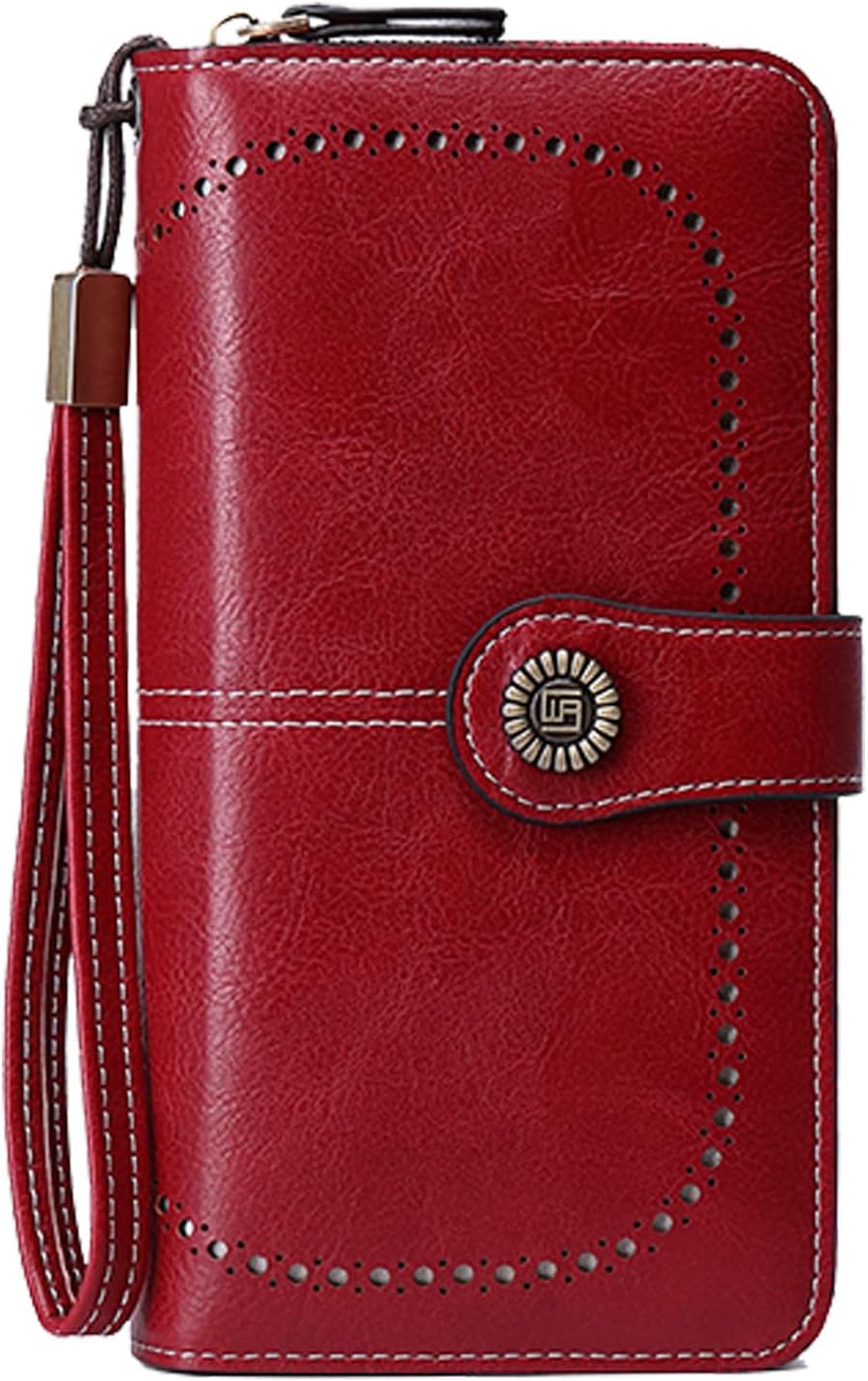 HOTWallets for Women Leather Large Capacity Credit Card Holder Bifold RFID Blocking for Women with Pocket ID Window