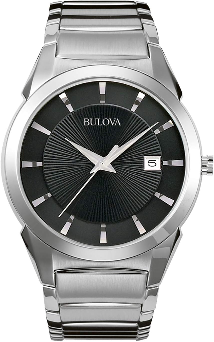 HOTBulova Men's 3-Hand Calendar Date Quartz Watch, Patterned Dial, 38mm, Style: 96B149