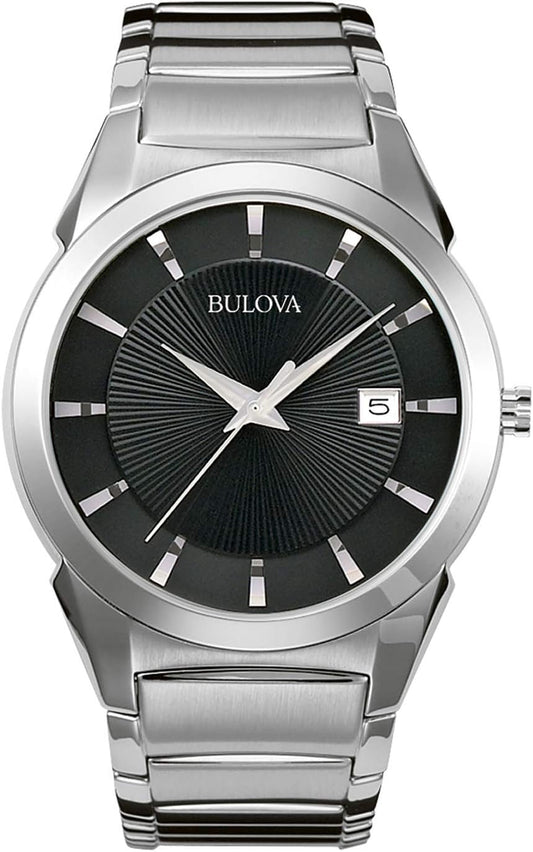 HOTBulova Men's 3-Hand Calendar Date Quartz Watch, Patterned Dial, 38mm, Style: 96B149