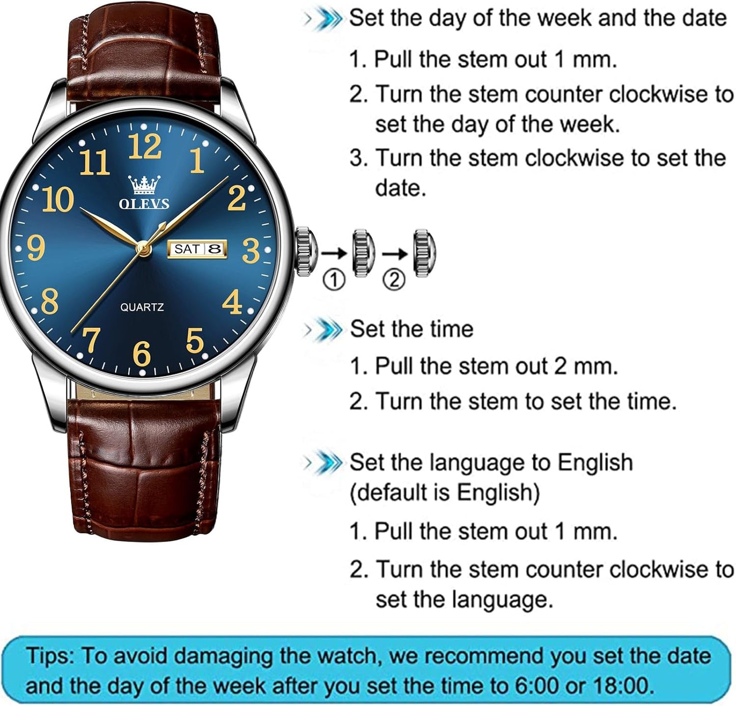 HOTOLEVS Watch Men Mens Watches Watches for Men Leather Band Classic Brown Leather Watch Men, Analog Watch Men, Black Mens Leather Watch, Dress Waterproof Large Face Mens Watch,Relojes para Hombres Watch