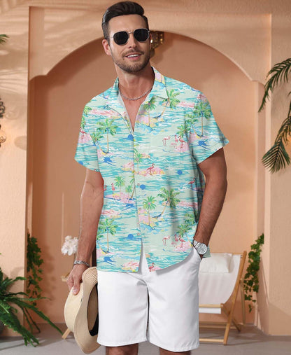 HOTKYKU Funky Hawaiian Shirt for Men Palm Beach Shirts Tropical Vacation Clothes