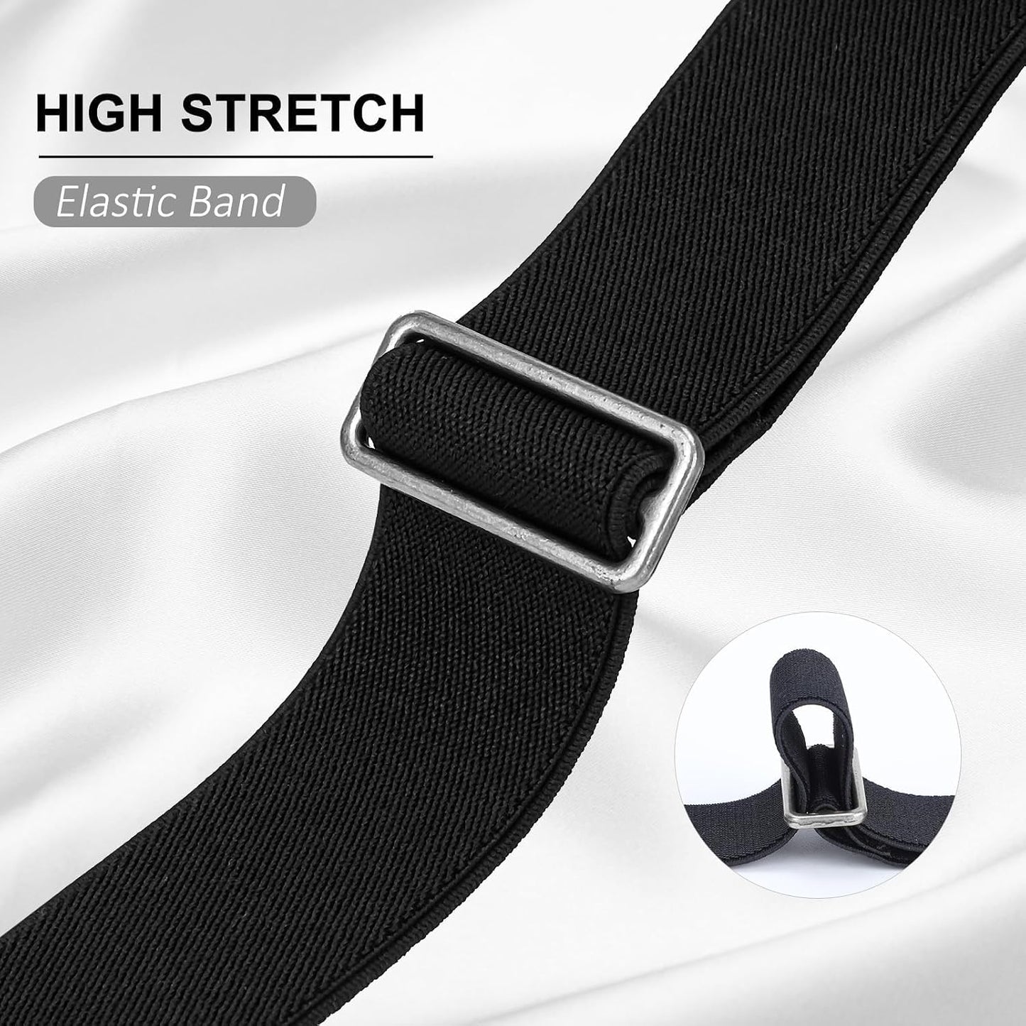 HOTBELTROAD No Buckle Elastic Belt for Men, Invisible Buckleless Stretch Belt for Men Women