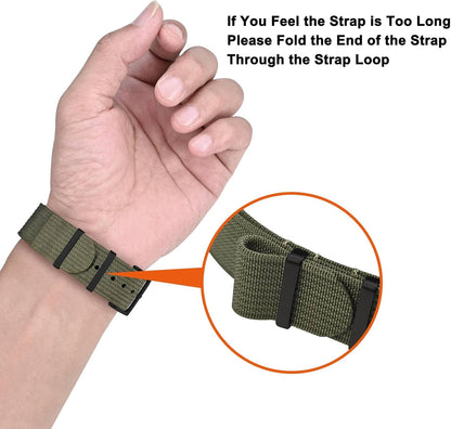 HOTANNEFIT Nylon Watch Band 16mm 18mm 20mm 22mm, One-Piece Waterproof Military Watch Straps with Heavy Buckle