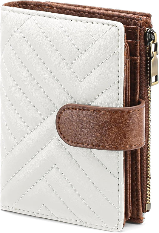 HOTGAEKEAO Small Wallets for Women Vegan Leather RFID Blocking Bifold Zipper Pocket Wallet Card Case Purse with ID Window