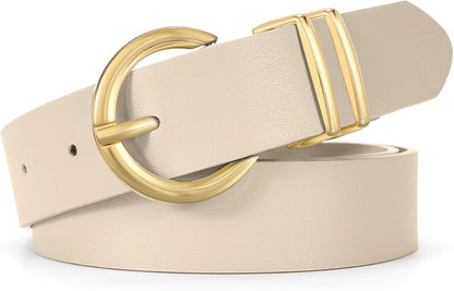 HOTWHIPPY Women Leather Belt Fashion Design belt Gold Buckle Ladies Belt for Jeans Pants Dresses