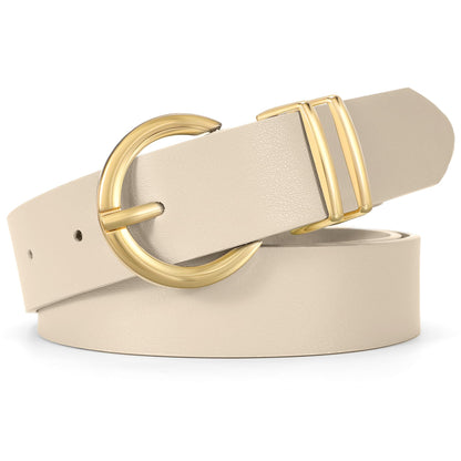HOTWHIPPY Women Leather Belt Fashion Design belt Gold Buckle Ladies Belt for Jeans Pants Dresses