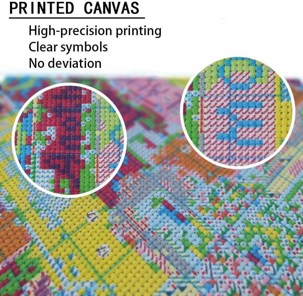 HOTYorkshire Terrier 11CT Pre-Printed Cross Stitch Kit for Adults & Beginners, Easy Needlepoint Pattern for DIY Home Décor & Crafts A748