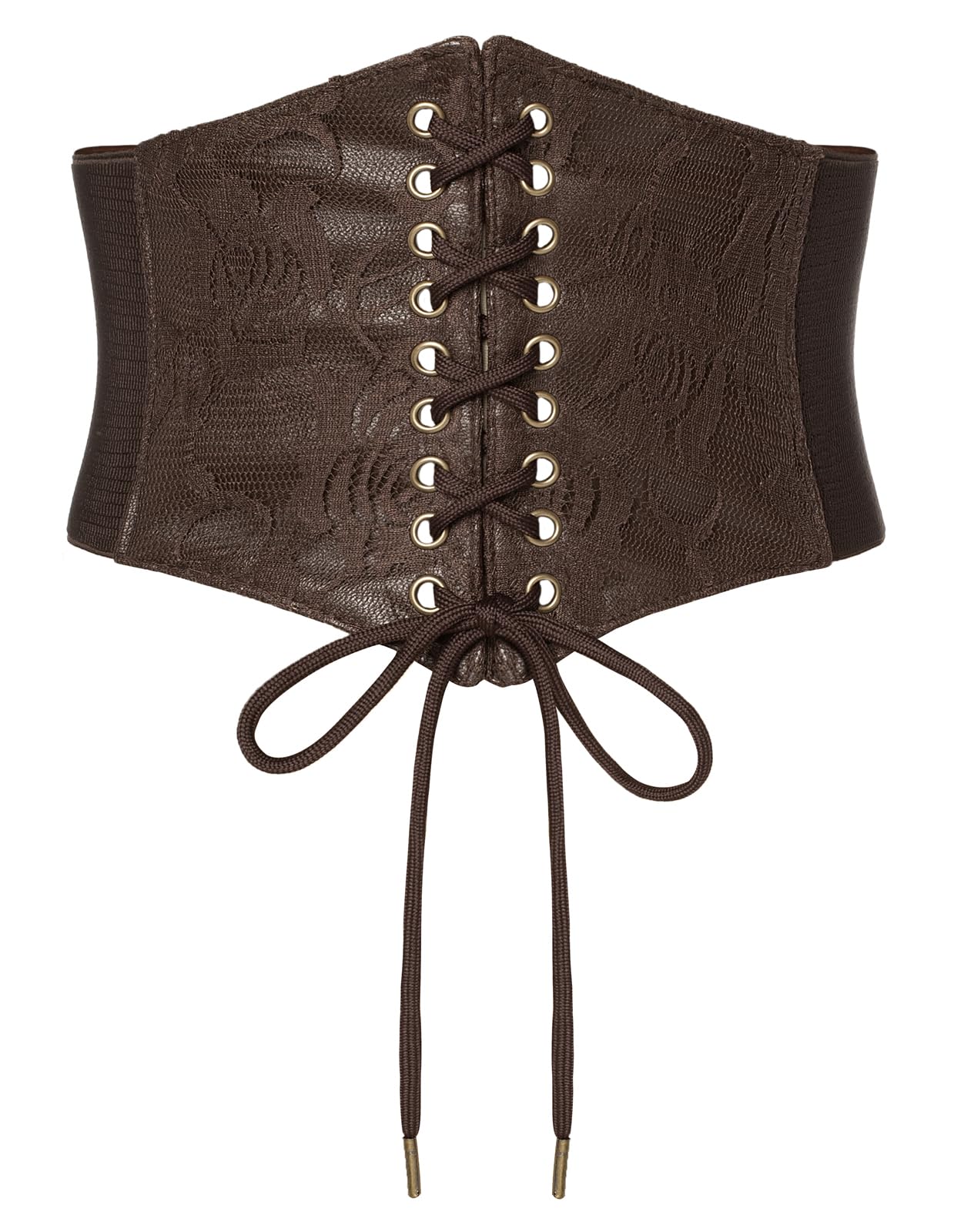 HOTScarlet Darkness Renaissance Corset Belt Lace-up Tied Waspie Wide Elastic Waist Belts for Women