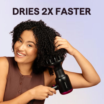 HOTWavytalk Hair Dryer with Diffuser, Blown Away Ionic Hair Dryer for Curly Hair with Comb, 1875W Fast Drying Blow Dryer with Ceramic Technology, 3 Attachments for All Hair Types, Light and Quiet, Black