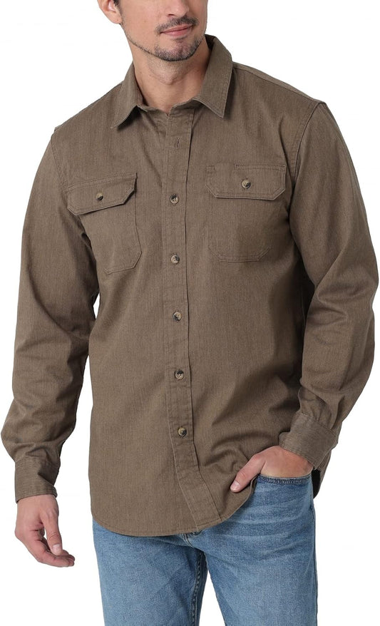 HOTWrangler Authentics Men's Long Sleeve Classic Woven Shirt
