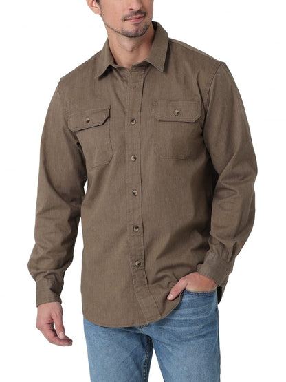 HOTWrangler Authentics Men's Long Sleeve Classic Woven Shirt