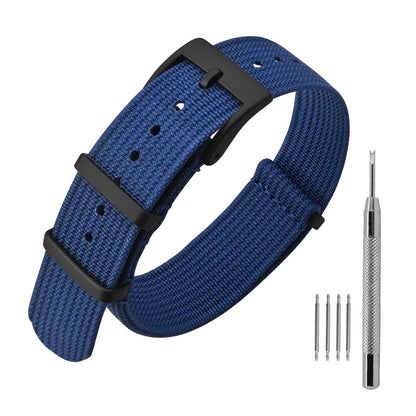 HOTANNEFIT Nylon Watch Band 16mm 18mm 20mm 22mm, One-Piece Waterproof Military Watch Straps with Heavy Buckle