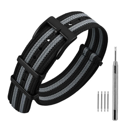 HOTANNEFIT Nylon Watch Band 16mm 18mm 20mm 22mm, One-Piece Waterproof Military Watch Straps with Heavy Buckle
