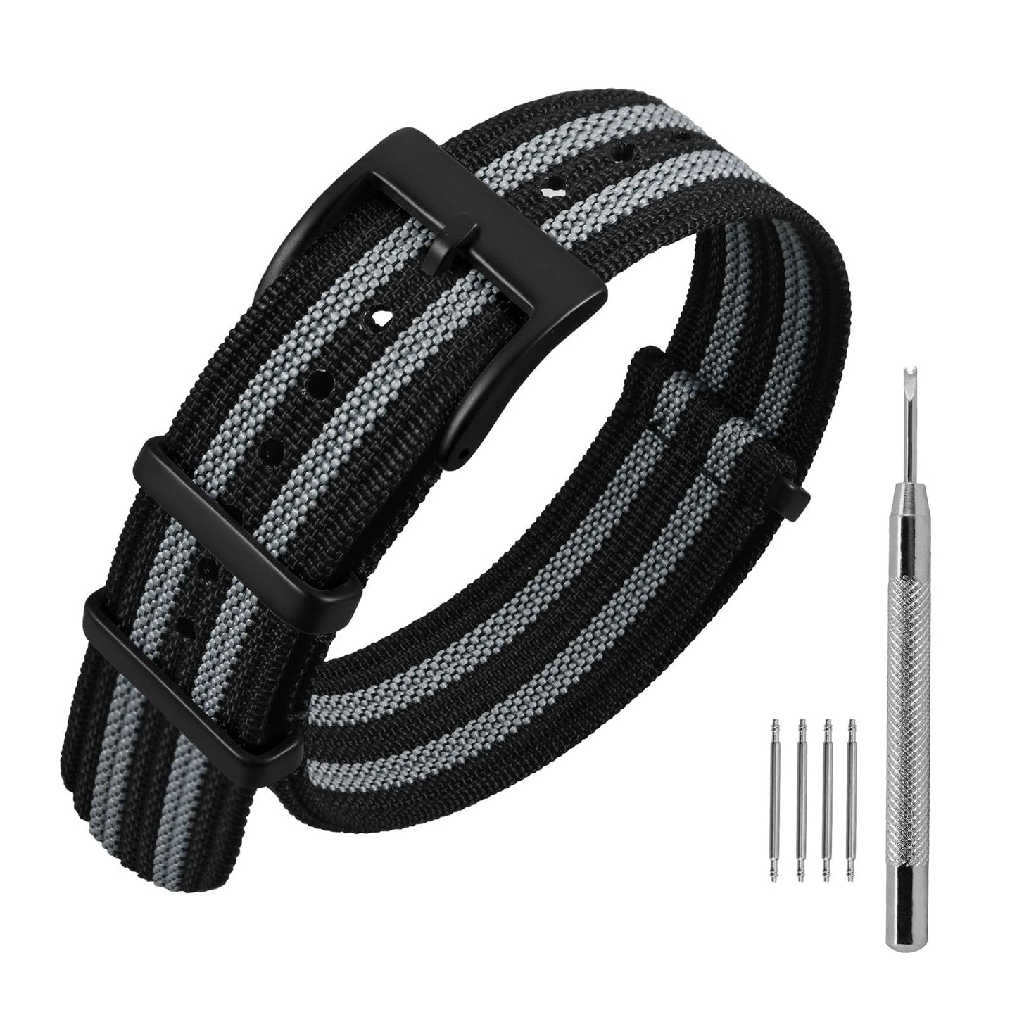 HOTANNEFIT Nylon Watch Band 16mm 18mm 20mm 22mm, One-Piece Waterproof Military Watch Straps with Heavy Buckle